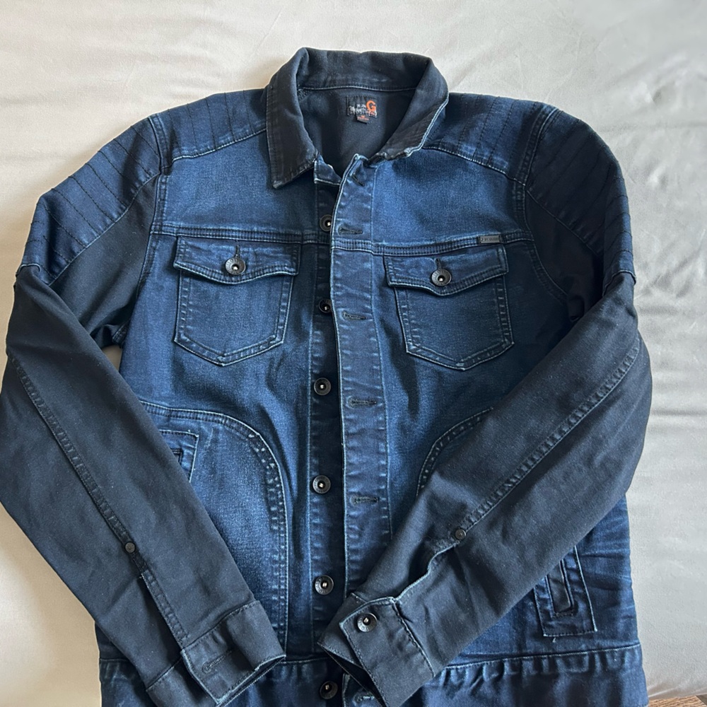 G by Guess Men’s Two-Tone Navy Zip-Up Sweater Jacket